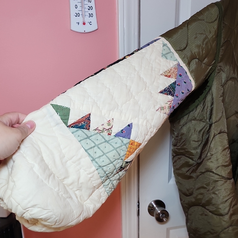 Patchwork Quilted Jacket Xl Has A Small Stain - image 7